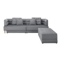 Wohnlandschaft Eliza Hellgrau Samt - Hellgrau/Schwarz, MODERN, Holz/Kunststoff (260/75/210cm) - Bessagi Home