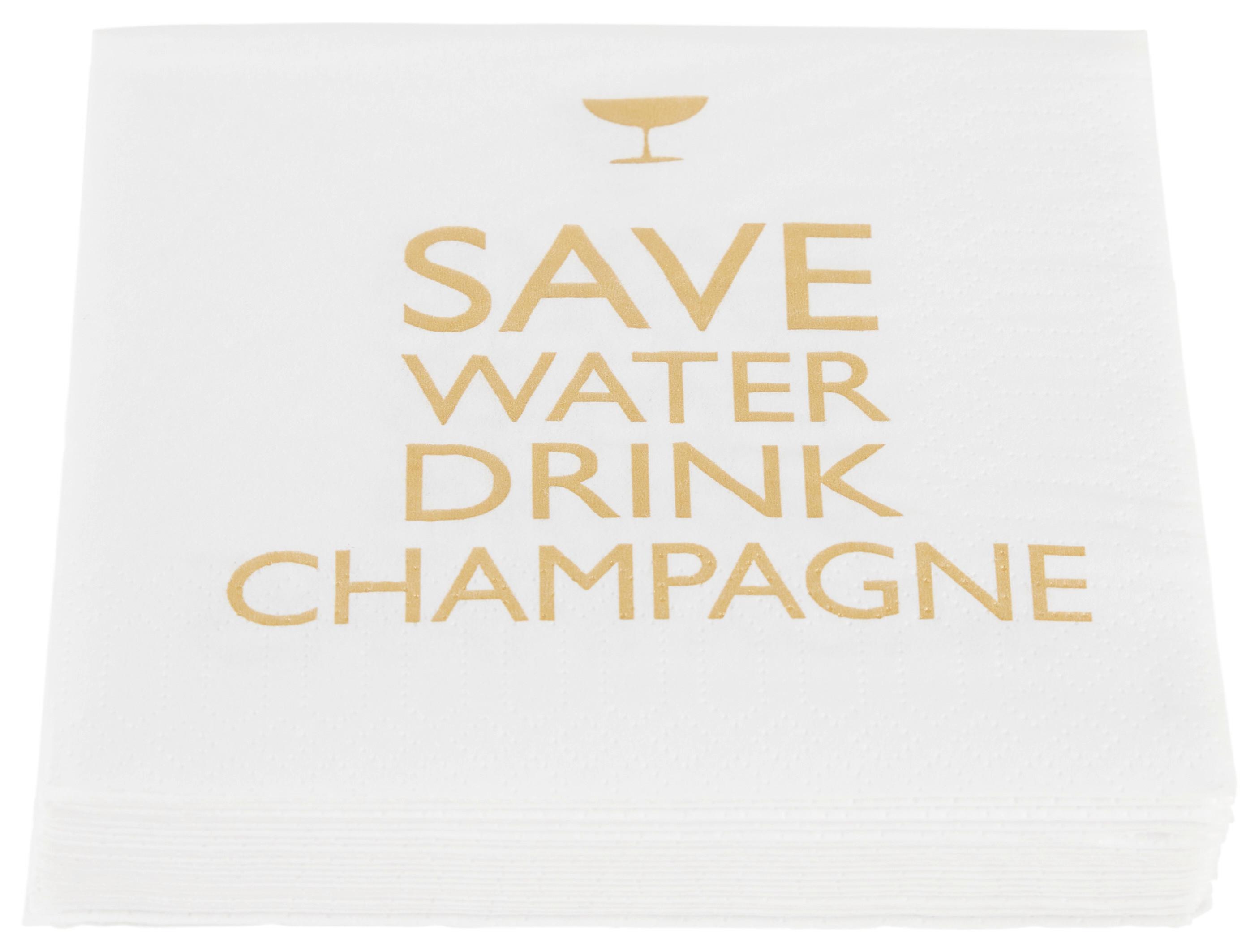 Cocktailserviette Linda in Weiß/Goldfarben - Goldfarben/Weiß, KONVENTIONELL, Papier (25cm)