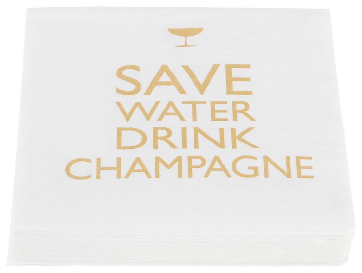 Cocktailserviette Linda in Weiß/Goldfarben - Goldfarben/Weiß, KONVENTIONELL, Papier (25cm)