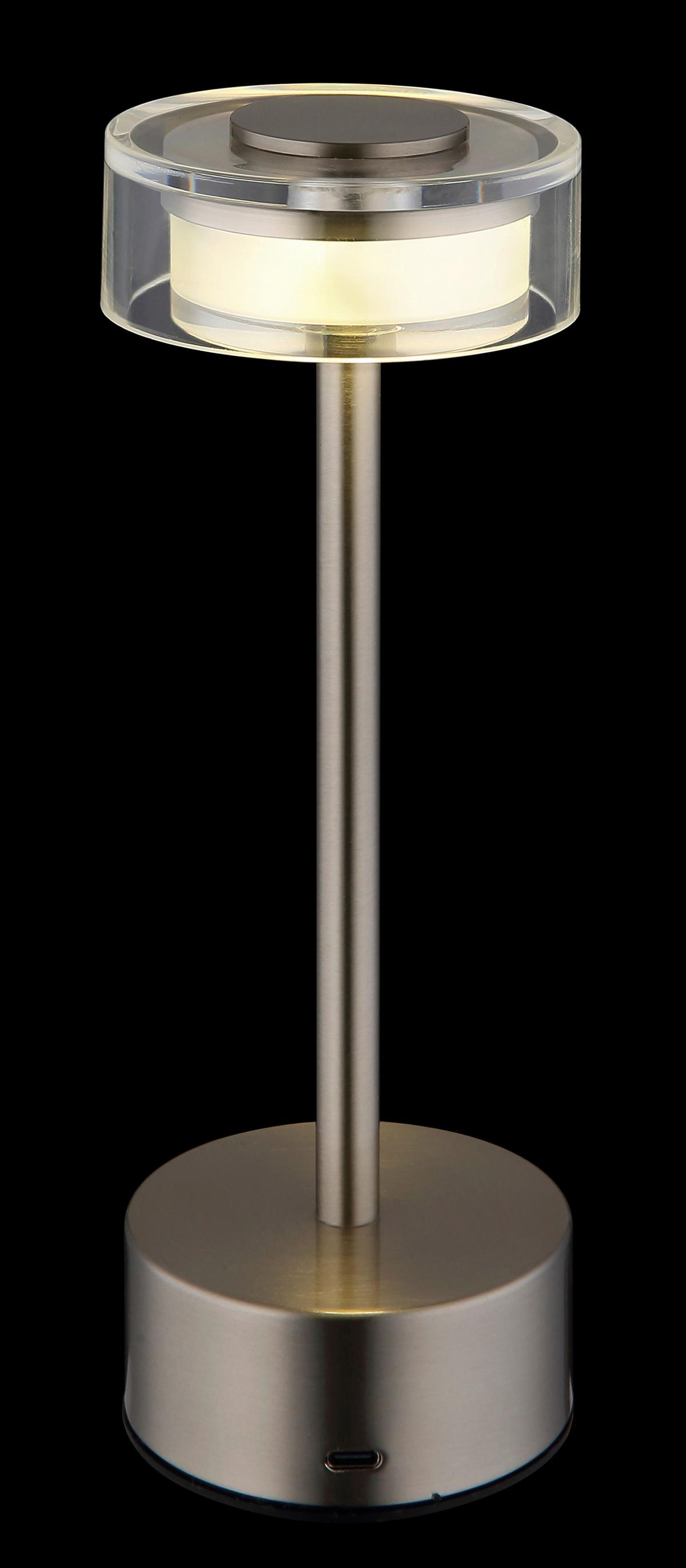 AKKU-TISCHLEUCHTE 21026N SHIRA - Klar/Opal, Design, Kunststoff/Metall (8/23,5cm) - Globo