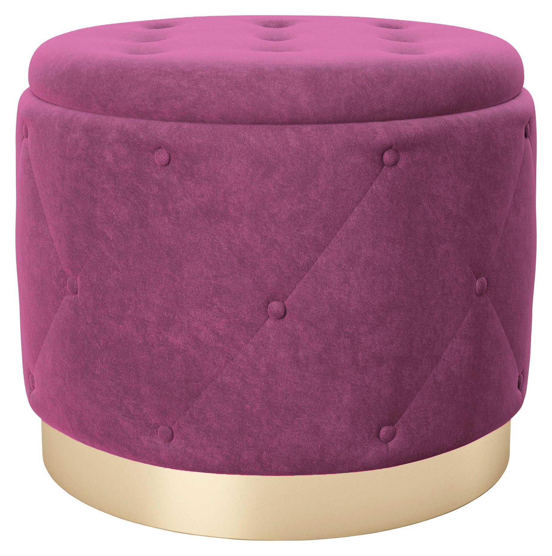 Hocker LIZ Beere Samt - Beere, LIFESTYLE, Textil (50/40/50cm) - Playboy
