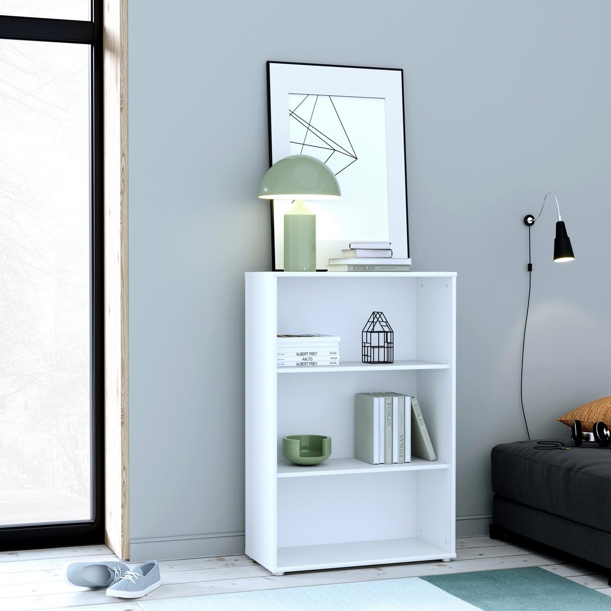 REGAŁ TEMPRA 2 - biały/kolor aluminiowy, Design, materiał drewnopochodny (73,7/111,1/34,8cm)