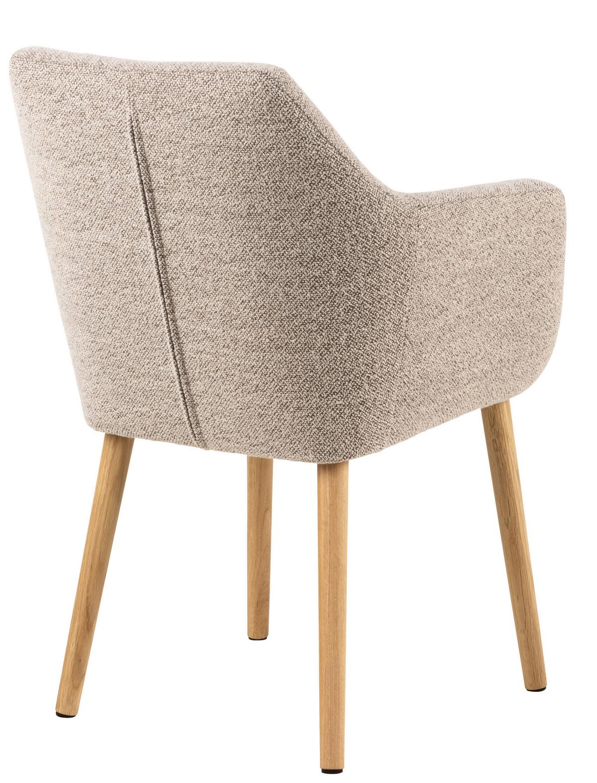 KRZESŁO Z PODŁOKIETNIKAMI NORA - beżowy/kolor dębowy, Konventionell, tkanina/drewno (58/84/58cm) - MID.YOU