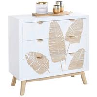 Komoda Leafs - bijela/prirodne boje, Lifestyle, drvni materijal/metal (80/76/34cm) - Premium Living
