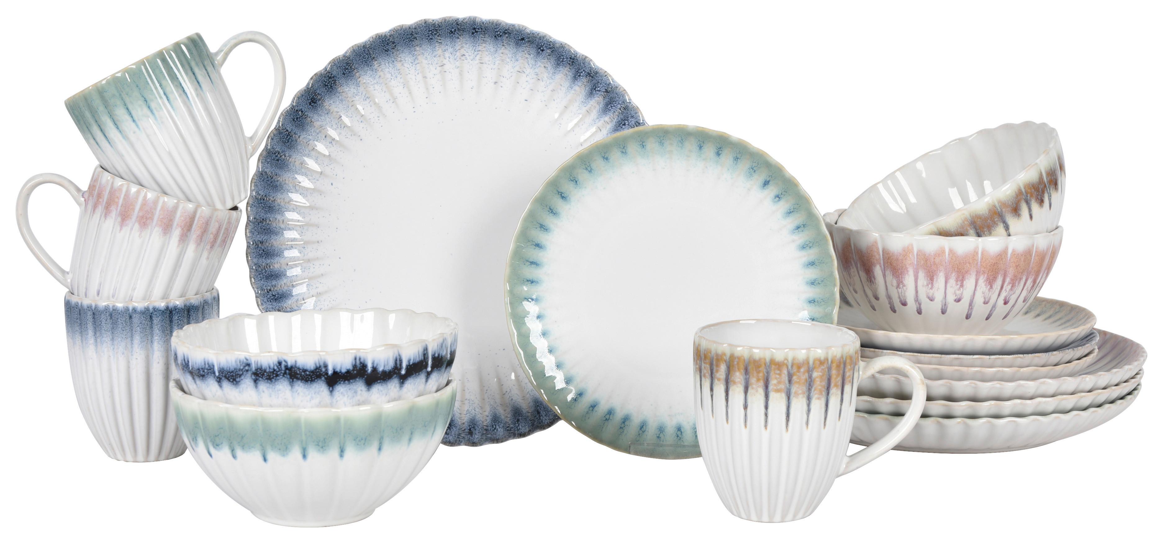 Kombiservice Anna Bunt, 16-teilig - Blau/Lila, MODERN, Keramik - Mömax