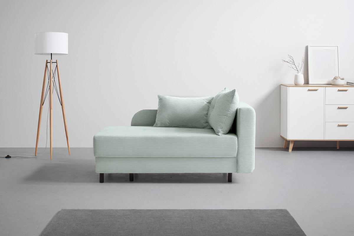 Liege Nova Salbeigrün - Salbeigrün/Schwarz, MODERN, Holz/Textil (145/62/85cm) - Mömax