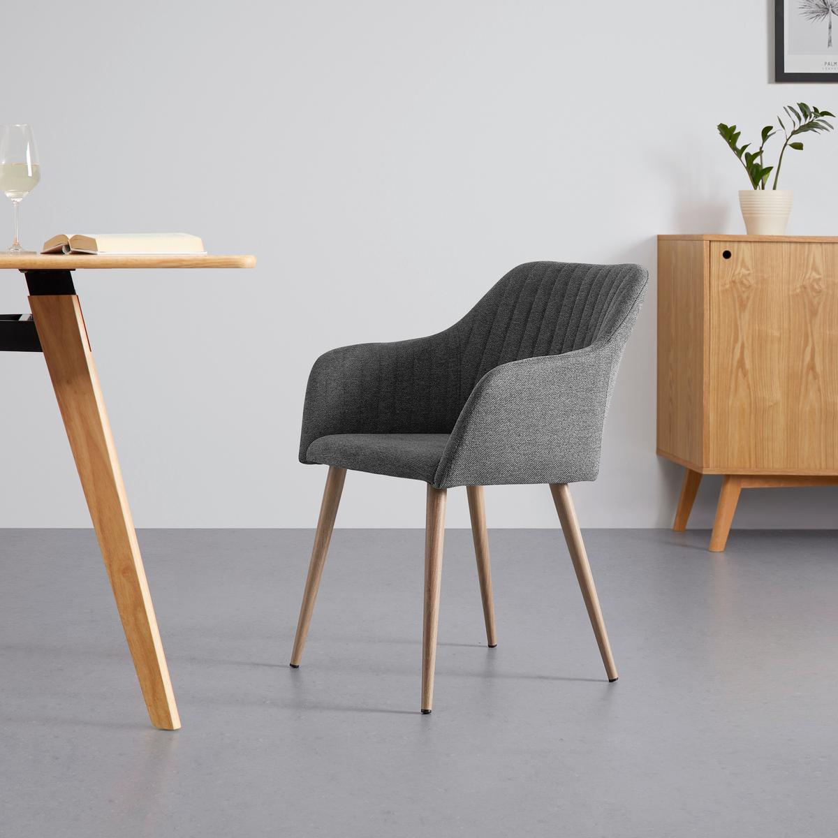 KRZESŁO Z PODŁOKIETNIKAMI NICOLA - kolor naturalny/ciemnoszary, Modern, metal/drewno (58/82,5/62cm) - Bessagi Home