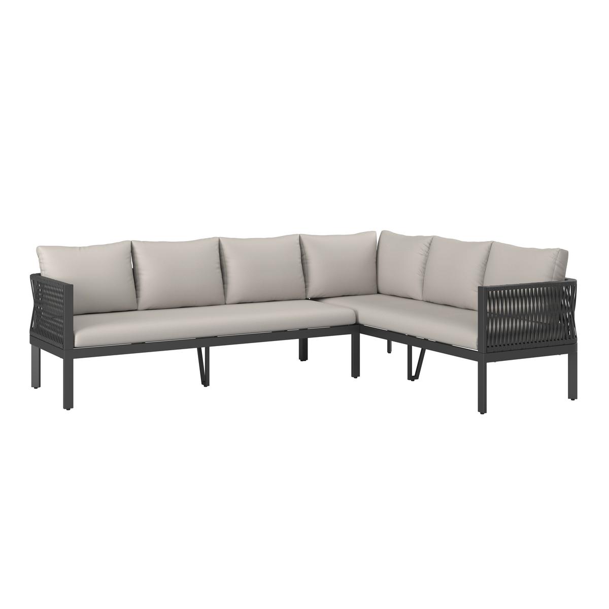 Garnitură grădină Selena - gri deschis/culoare inox, Modern, sticlă/metal (258/66/72cm) - Bessagi Garden