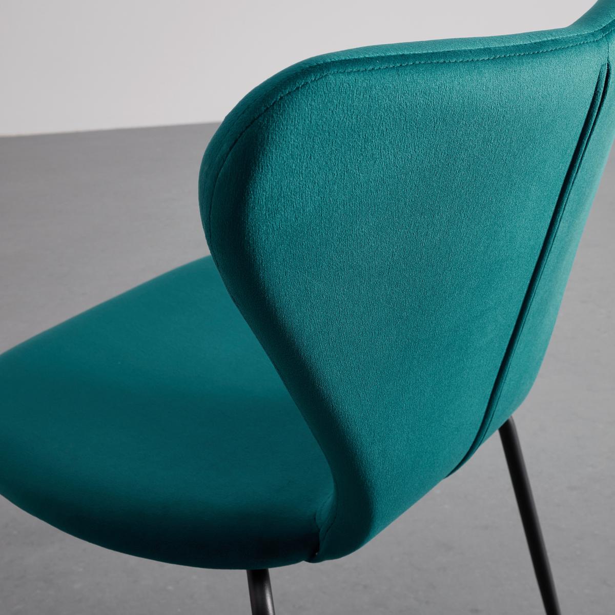 Stuhl Alicia Petrol Samt Gepolstert - Petrol/Schwarz, MODERN, Holz/Textil (53/82,5/53cm) - Bessagi Home