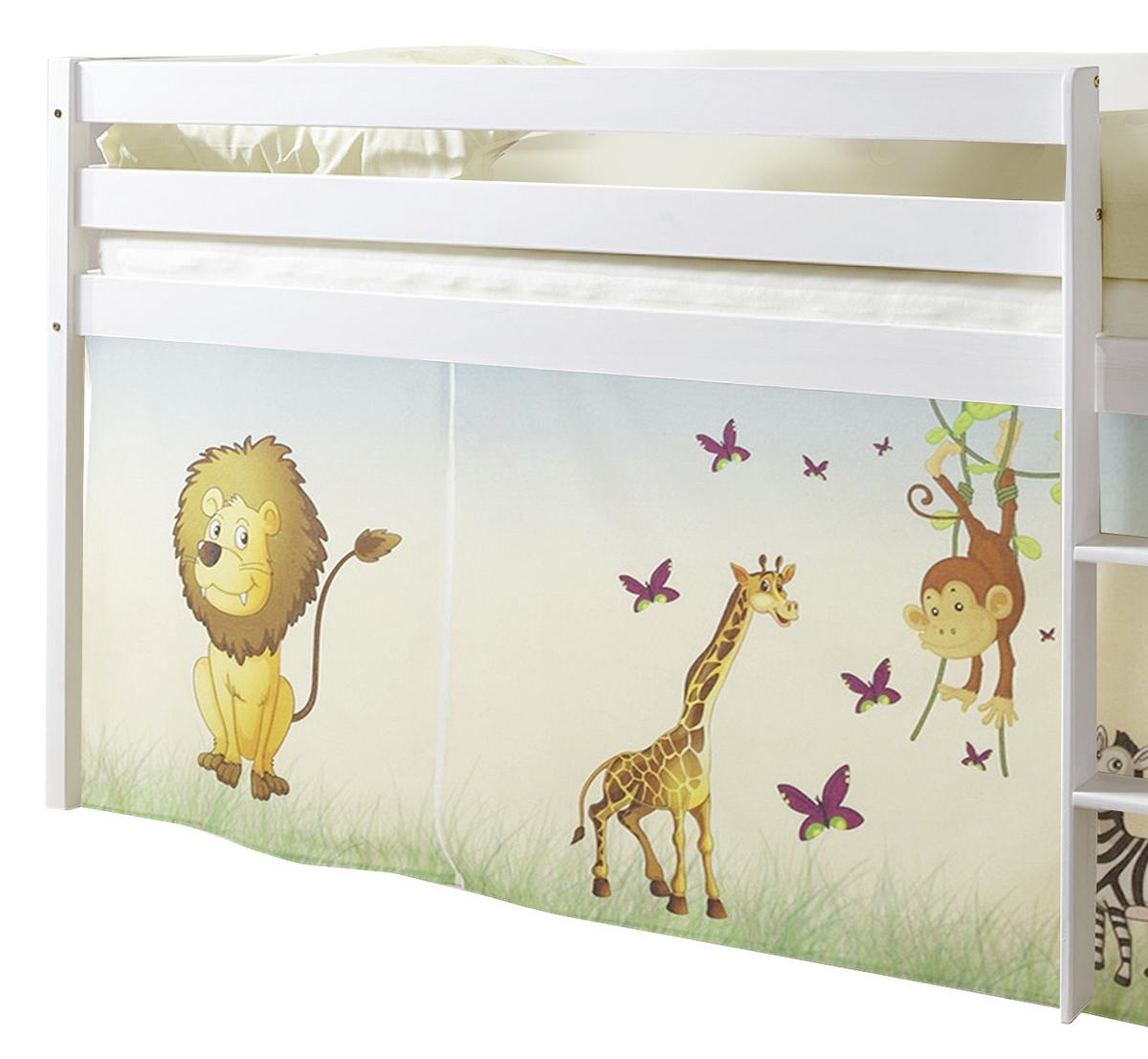 Spielbett Holz Malte ca. 90x200 cm Safari - Multicolor/Weiß, Natur, Holz (90/200cm) - MID.YOU
