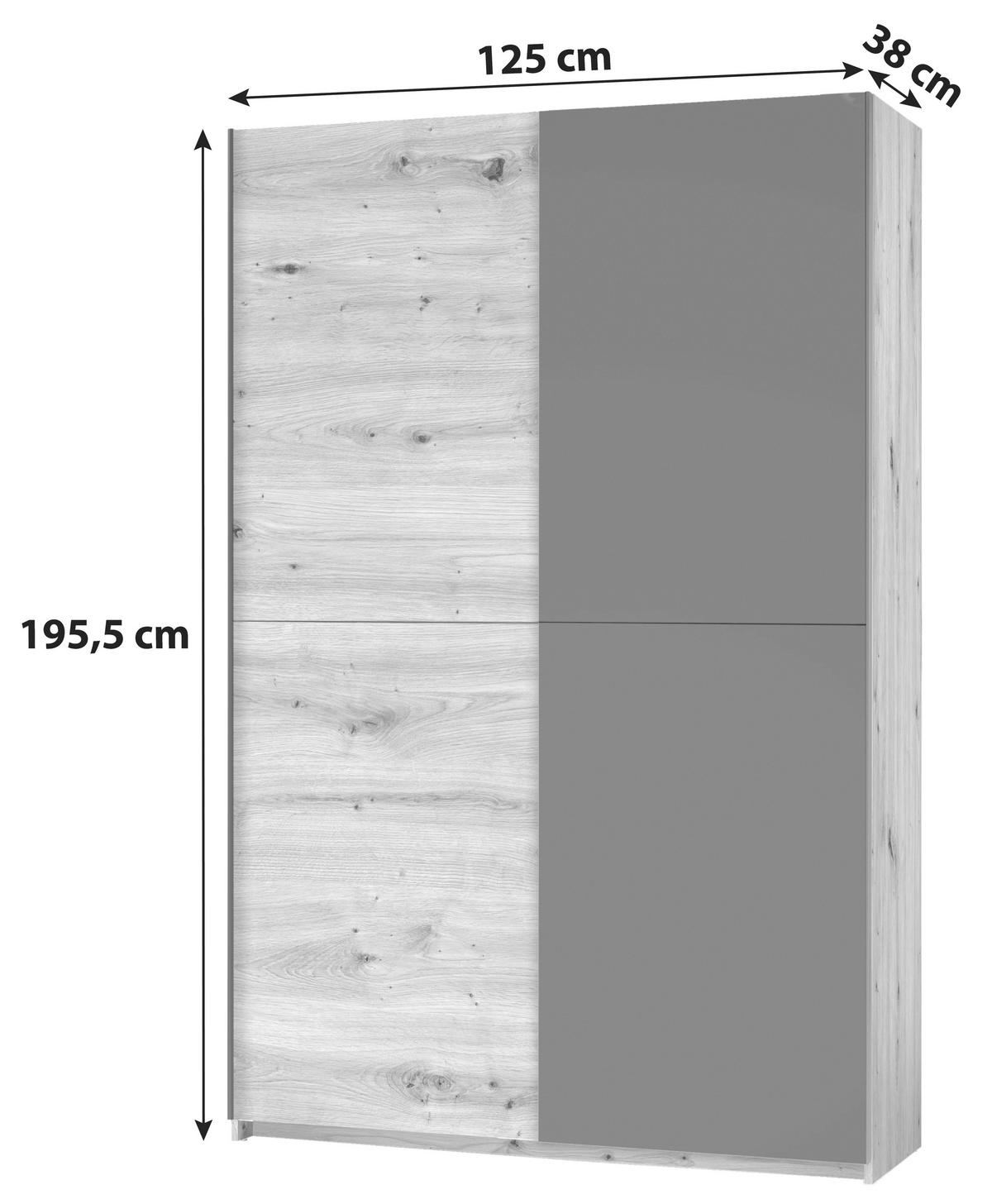 Omara Z Drsnimi Vrati Starter, Barva Hrasta, Črna - črna/barve hrasta, Basics, kovina/leseni material (125/195,5/38cm) - P & B