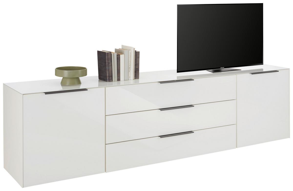 Nizka Omarica Max Box, Bela - barve nerjavečega jekla/črna, Moderno, kovina/umetna masa (235/63/45cm) - Premium Living