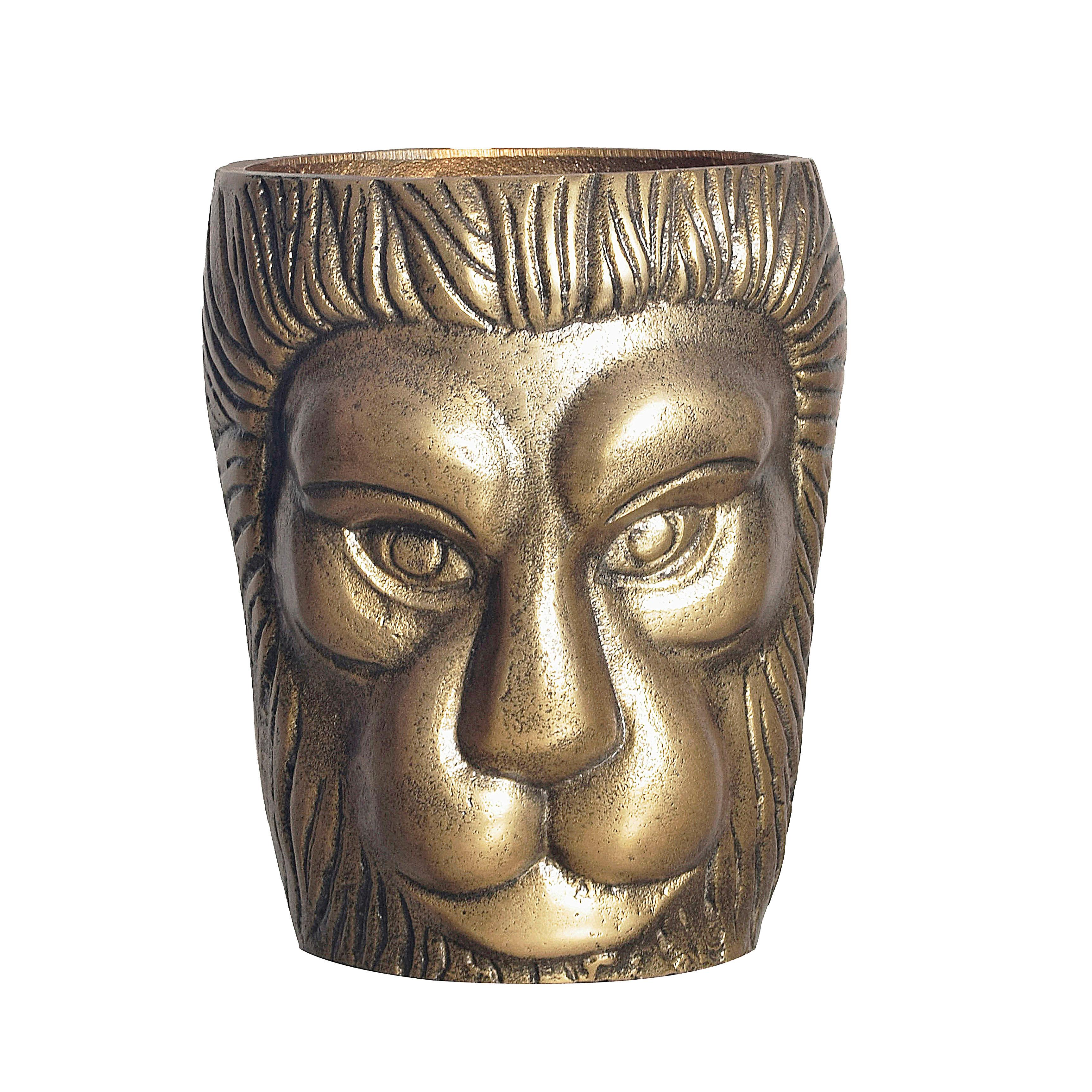 DEKOVASE DEKOVASE LÖWENKOPF - Goldfarben, Design, Metall (18/21/18cm) - Livetastic