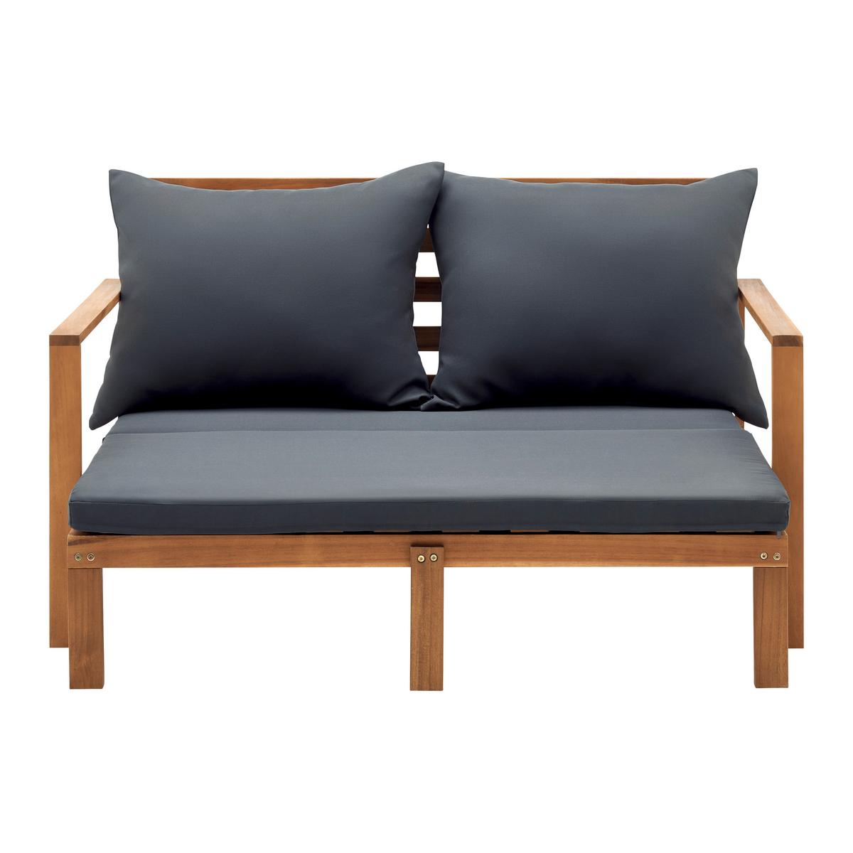 Sonneninsel Pia Dunkelgrau Akazie/Outdoorstoff - Dunkelgrau, MODERN, Holz/Textil (130/75/80-130cm) - Bessagi Garden