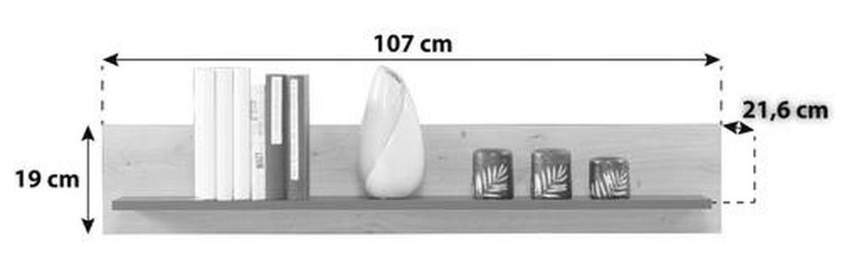 Zidna Polica Tonale - siva/boje hrasta, Moderno, drvni materijal (107/19/21,6cm) - Modern Living