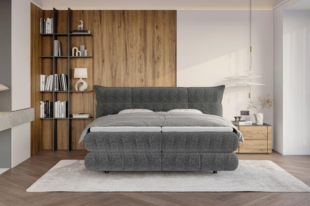 Pat boxpring Auris - grafit, Konventionell, textil (180/200cm) - Premium Living