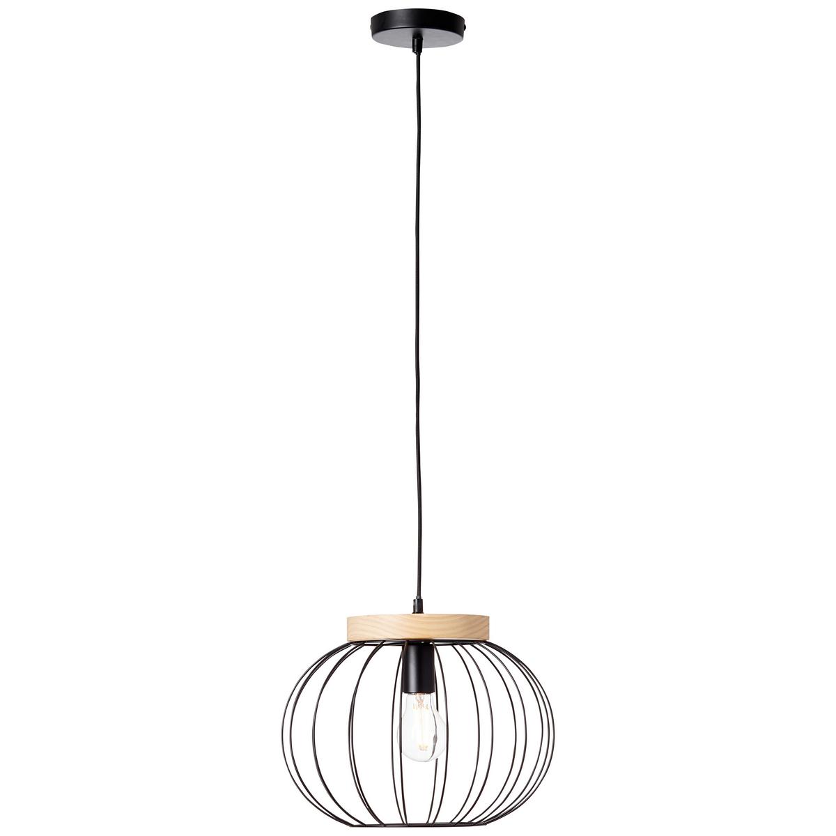 Hängeleuchte Sorana Braun/Schwarz max. 40 Watt - Schwarz/Braun, Design, Holz/Metall (35,5/130cm) - Brilliant