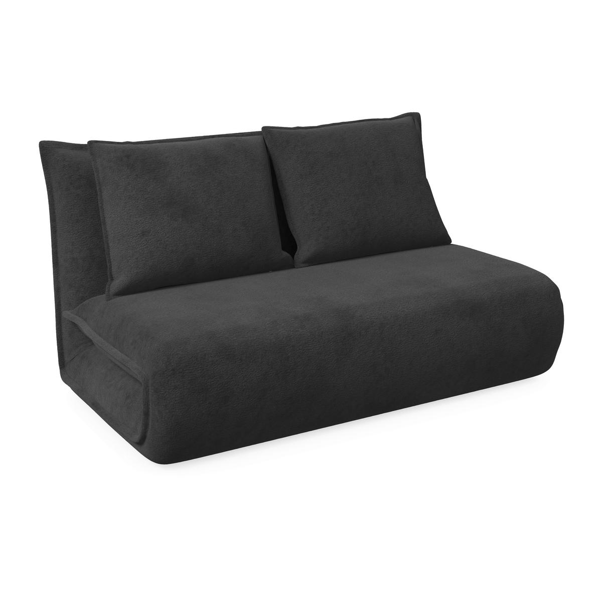 Schlafsofa Macy Bouclé Dunkelgrau - Dunkelgrau, MODERN, Textil/Metall (140/35/63cm) - Bessagi Home