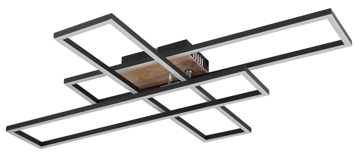 LED-DECKENLEUCHTE 67208-40 DAKARI - Chromfarben/Weiss, Design, Holzwerkstoff/Kunststoff (80/60/10cm) - Globo