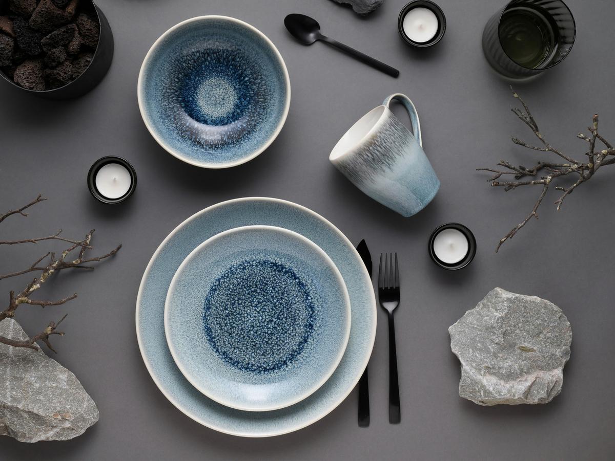 Kombinirani Servis Caldera Eisblau, 8-Delni - svetlo modra/bela, Basics, keramika - Creatable