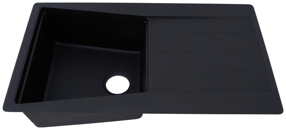 Granitspüle Seattle ca. 86x20x50 cm Schwarz - Schwarz, Trend, Stein (86/20/50cm) - Respekta