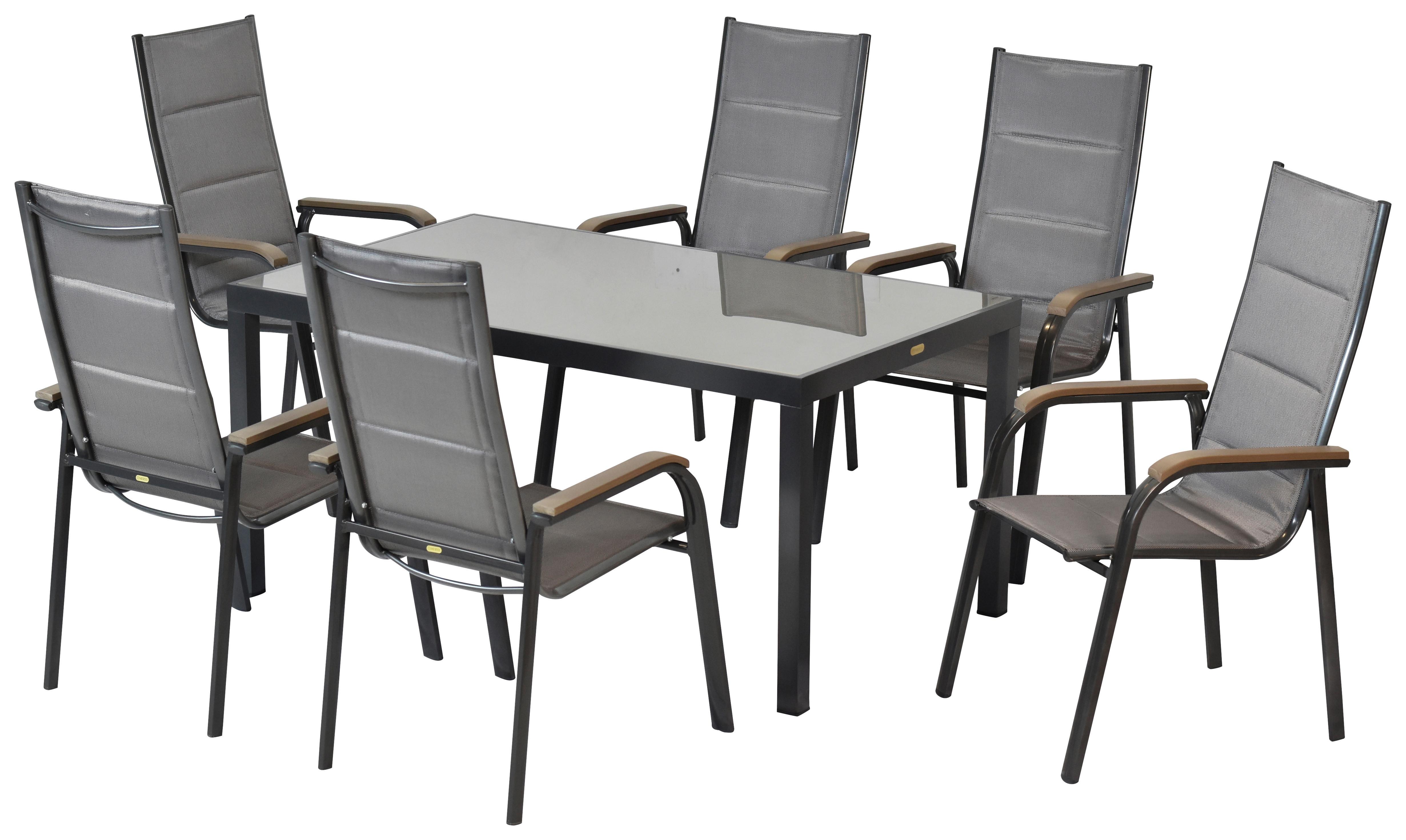 GARTENSET TRIVERO - Graphitfarben/Braun, MODERN, Textil/Metall - Gardenson