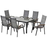 GARTENSET TRIVERO - Graphitfarben/Braun, MODERN, Textil/Metall - Gardenson