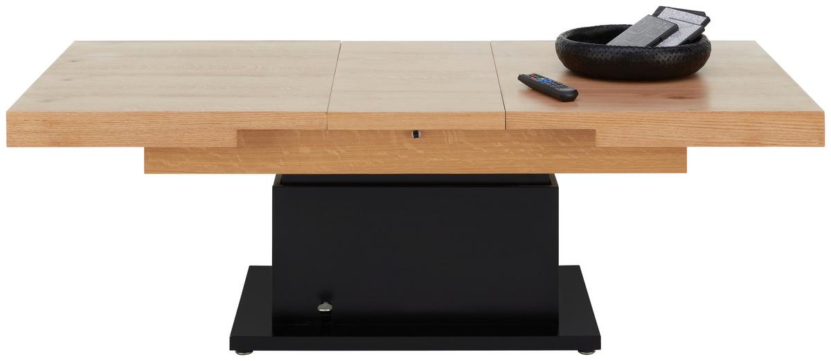 Couchtisch 2 in 1 Based in Schwarz/Eichefarben - Eichefarben/Schwarz, MODERN, Holz/Holzwerkstoff (133-170/80/51,5-77,5cm) - Based