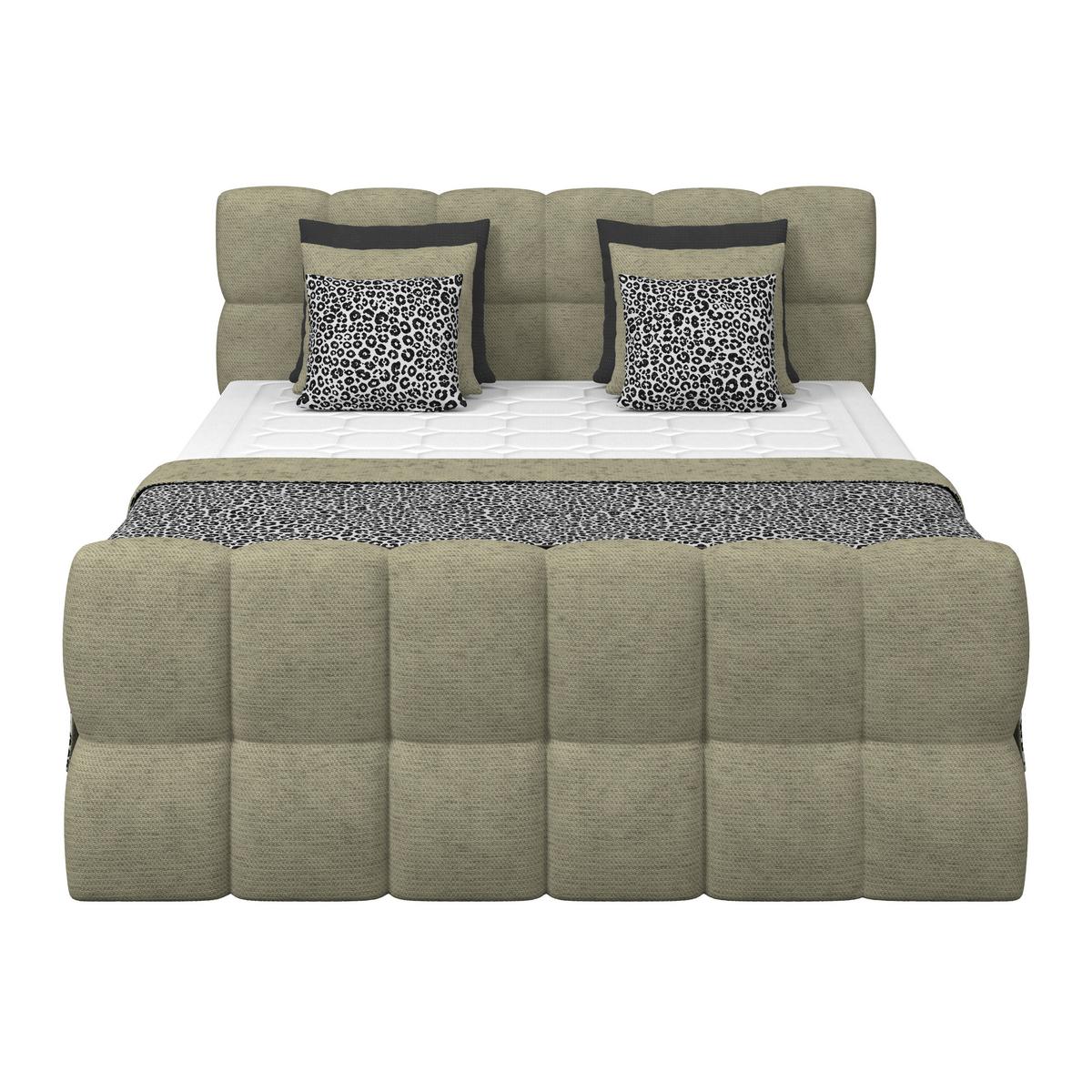 Postelja Boxspring Brisbane, Zelena, 180x200 - črna/zelena, Trend, umetna masa/tekstil (180/200cm) - Premium Living