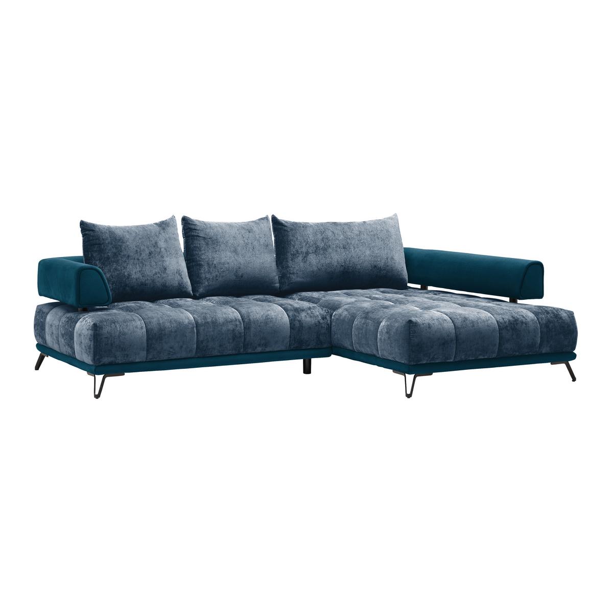 Ecksofa Morgan Royalblau - Royalblau/Schwarz, MODERN, Textil/Metall (262/67-87/184cm) - Mömax