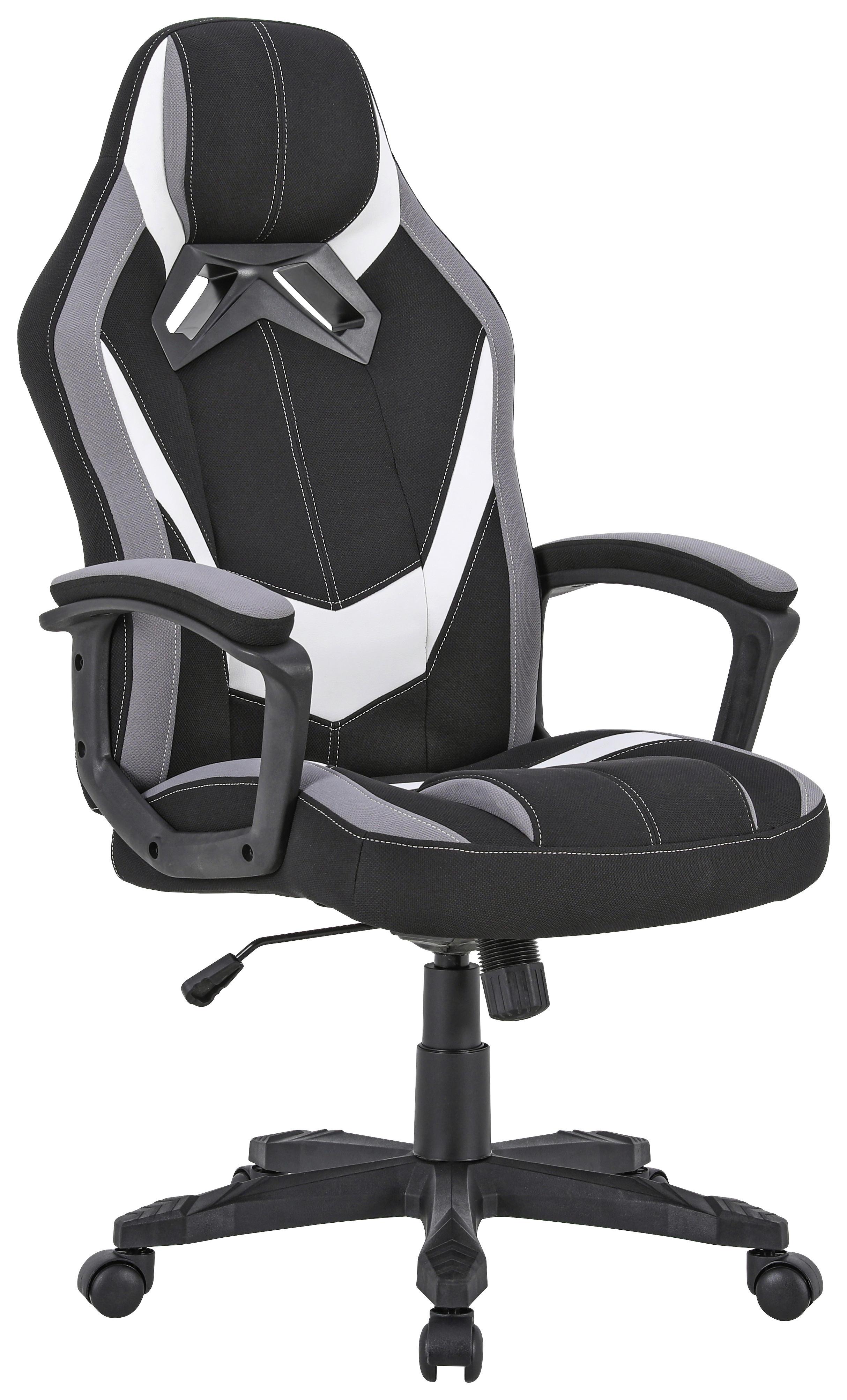 Scaun rotativ Helene - alb/negru, Modern, plastic/metal (64,5/112-122/69cm) - Modern Living