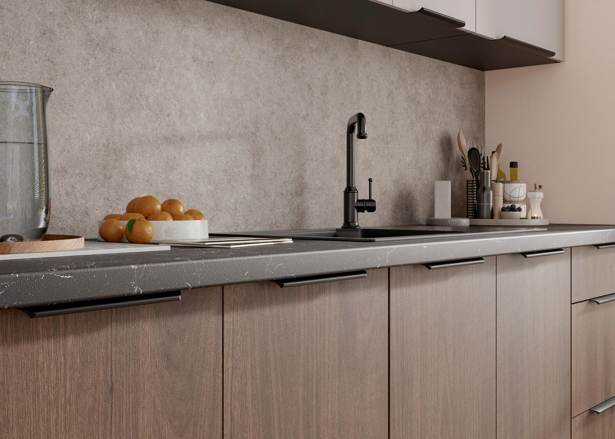 Blok Kuhinja Monza/arona - kašmir/boja orahovog drveta, Moderno, staklo/metal (260/210/60cm) - Modern Living
