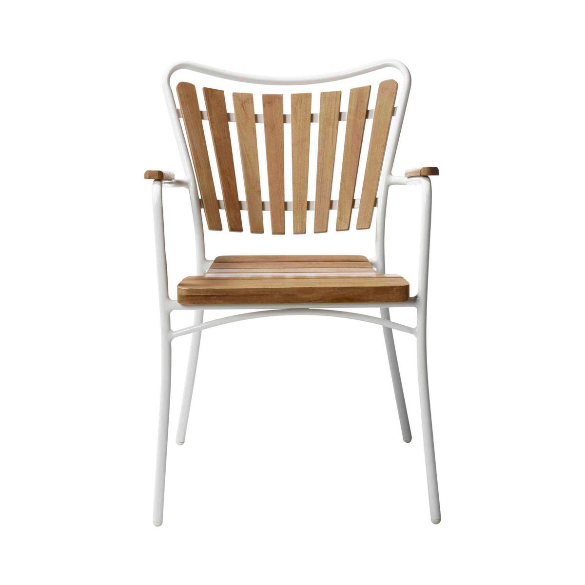 Gartenstuhl Ellen Weiß/Teak - Weiß Hochglanz/Teakfarben, KONVENTIONELL, Holz/Metall (58,5/78/56,5cm) - Gardenson