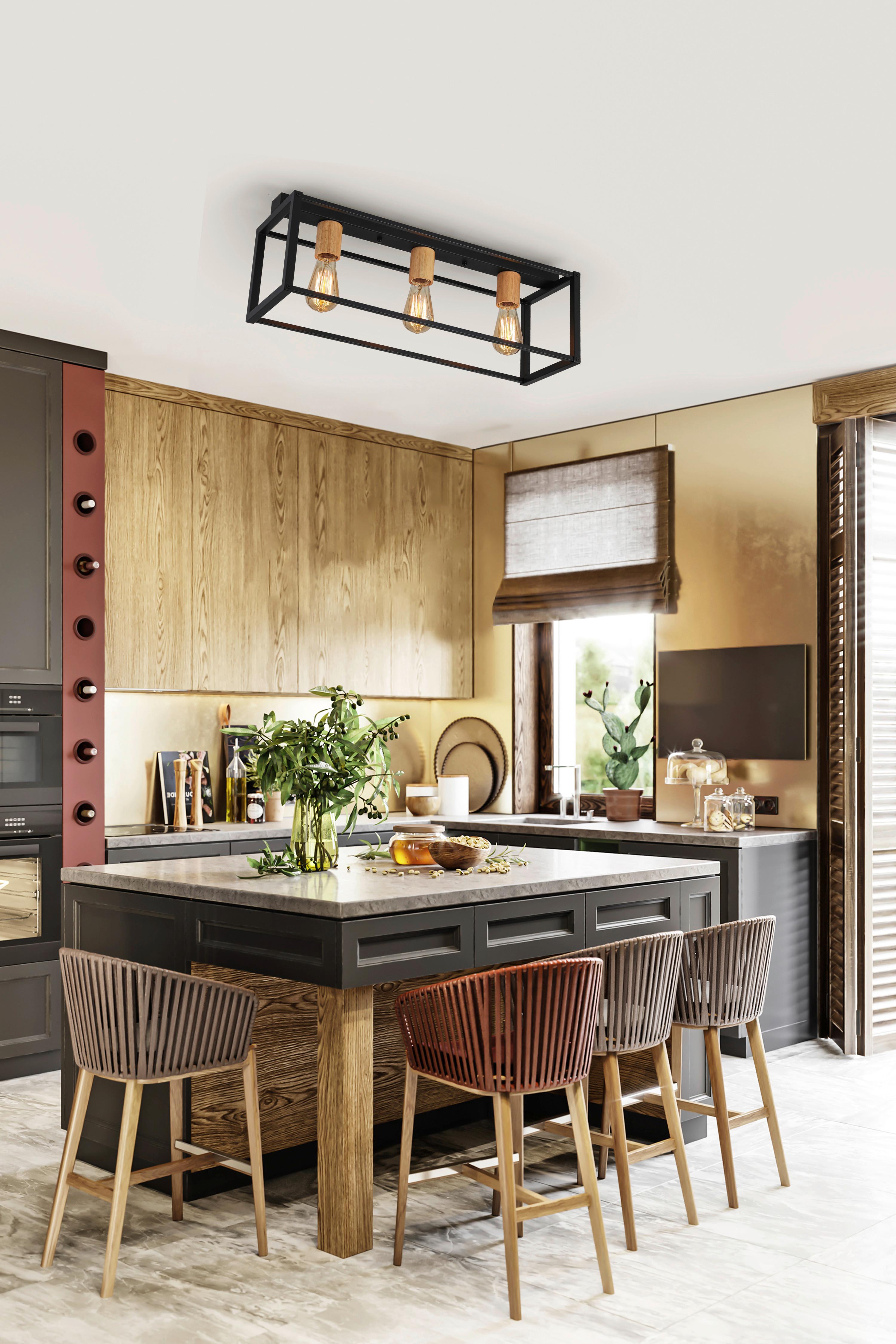 LAMPA SUFITOWA MARTINEK - czarny, Modern, metal/drewno (65/20/22,5cm) - Bessagi Home