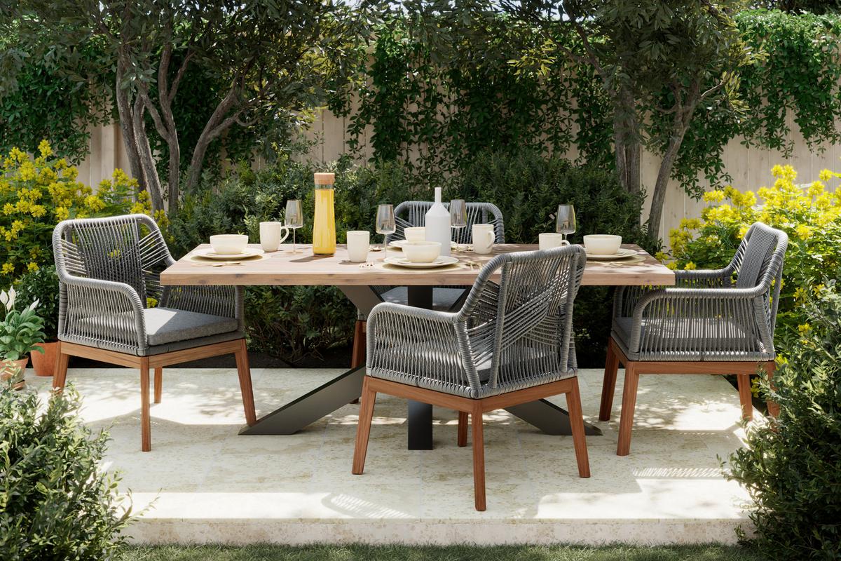 Gartentisch Alena in Akazie ca. 200x100x76cm - Schwarz/Akaziefarben, Natur, Holz/Metall (200/100/76cm) - Mömax