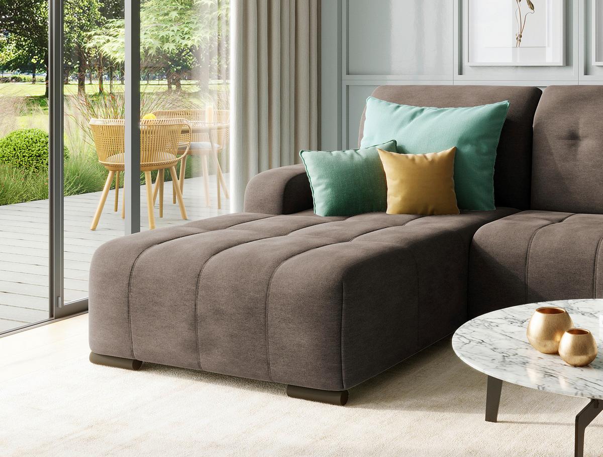 Wohnlandschaft Vicari Dunkelbraun Mikrofaser - Dunkelbraun/Schwarz, MODERN, Textil/Metall (292/185cm) - Livetastic