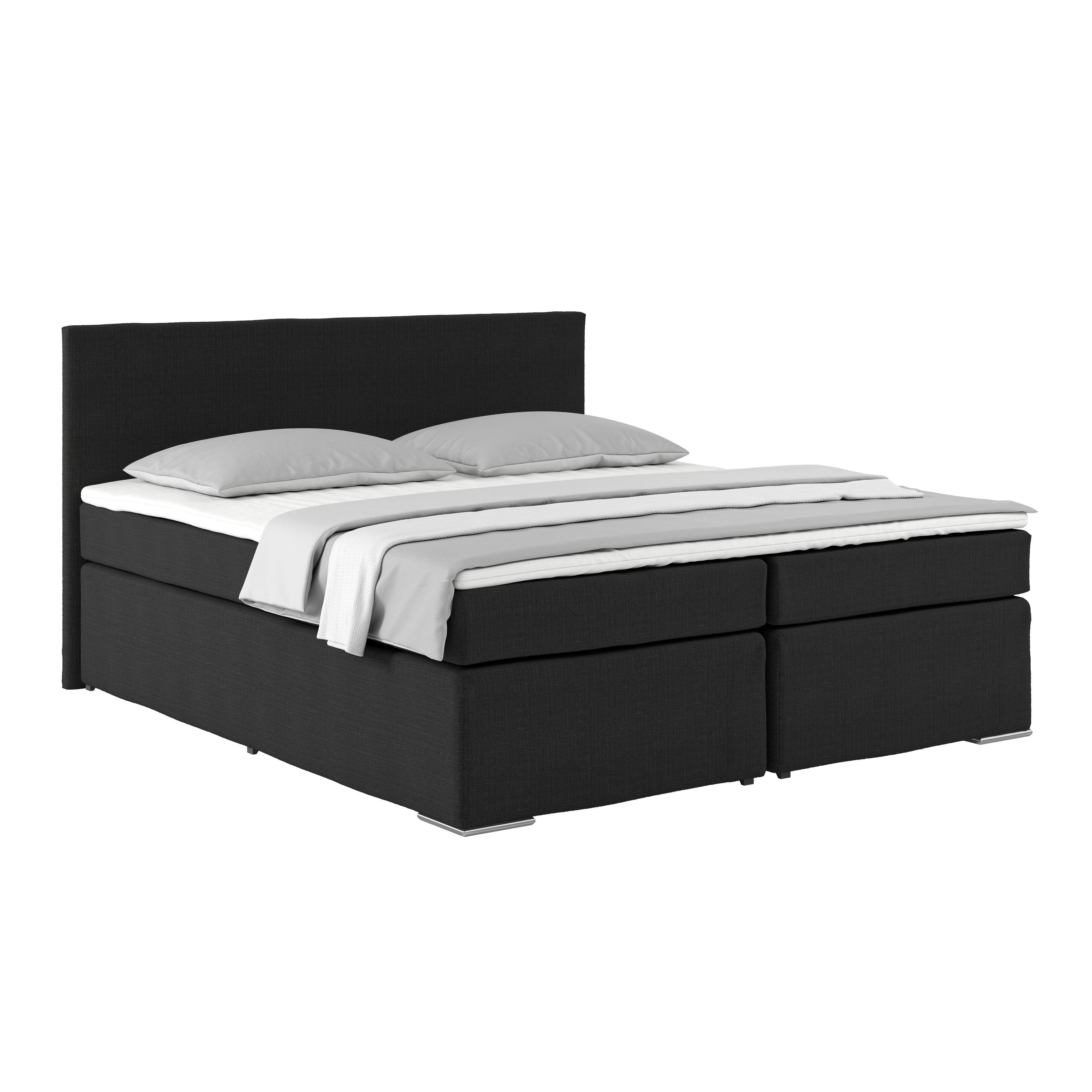 Postelja Boxpring Nero -Based-, Črna, 180x200 - barve kroma/črna, Konvencionalno, kovina/tekstil (180/200cm) - Based