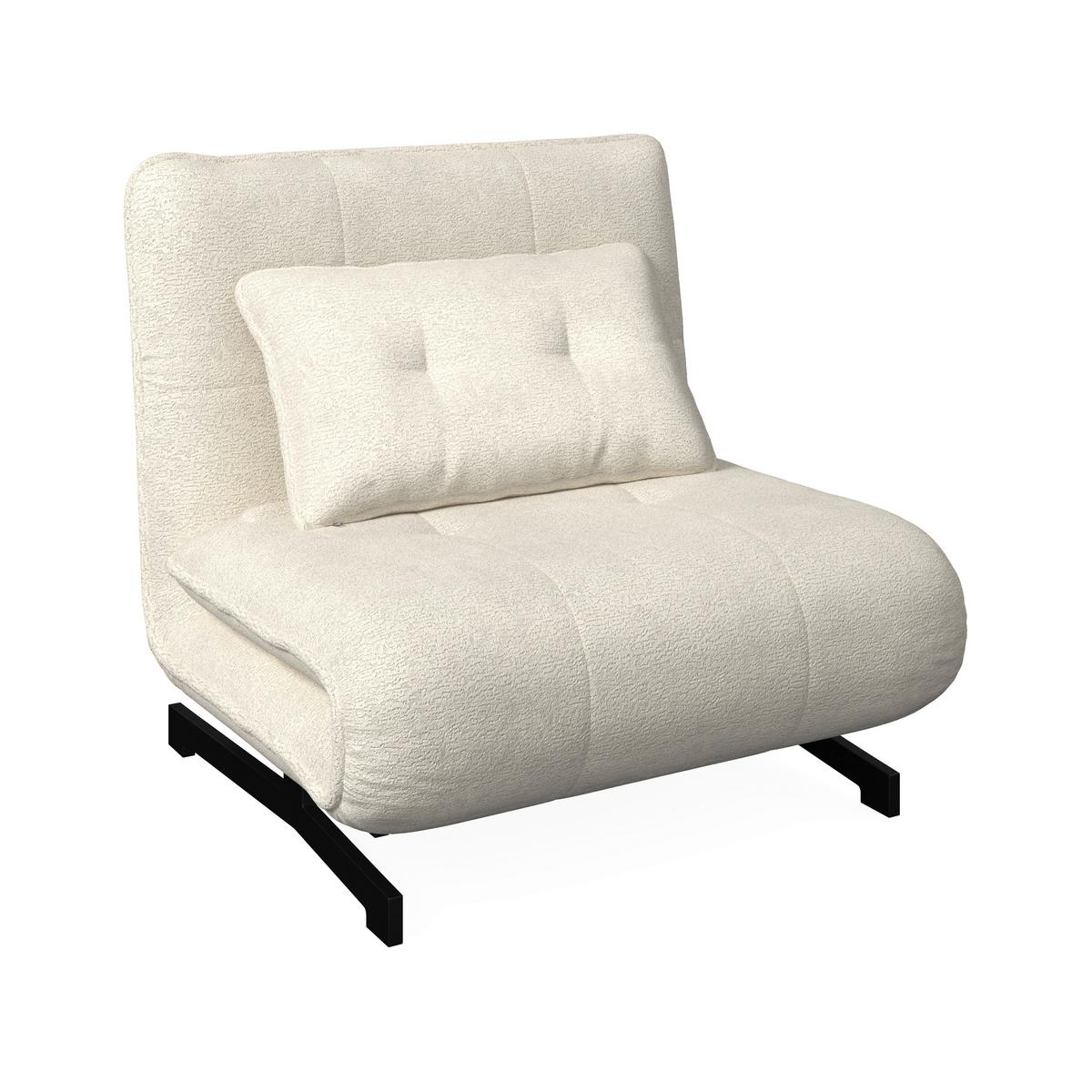 Schlafsessel Luna Bouclé Weiß - Schwarz/Weiß, MODERN, Textil/Metall (92/40/66cm) - Bessagi Home