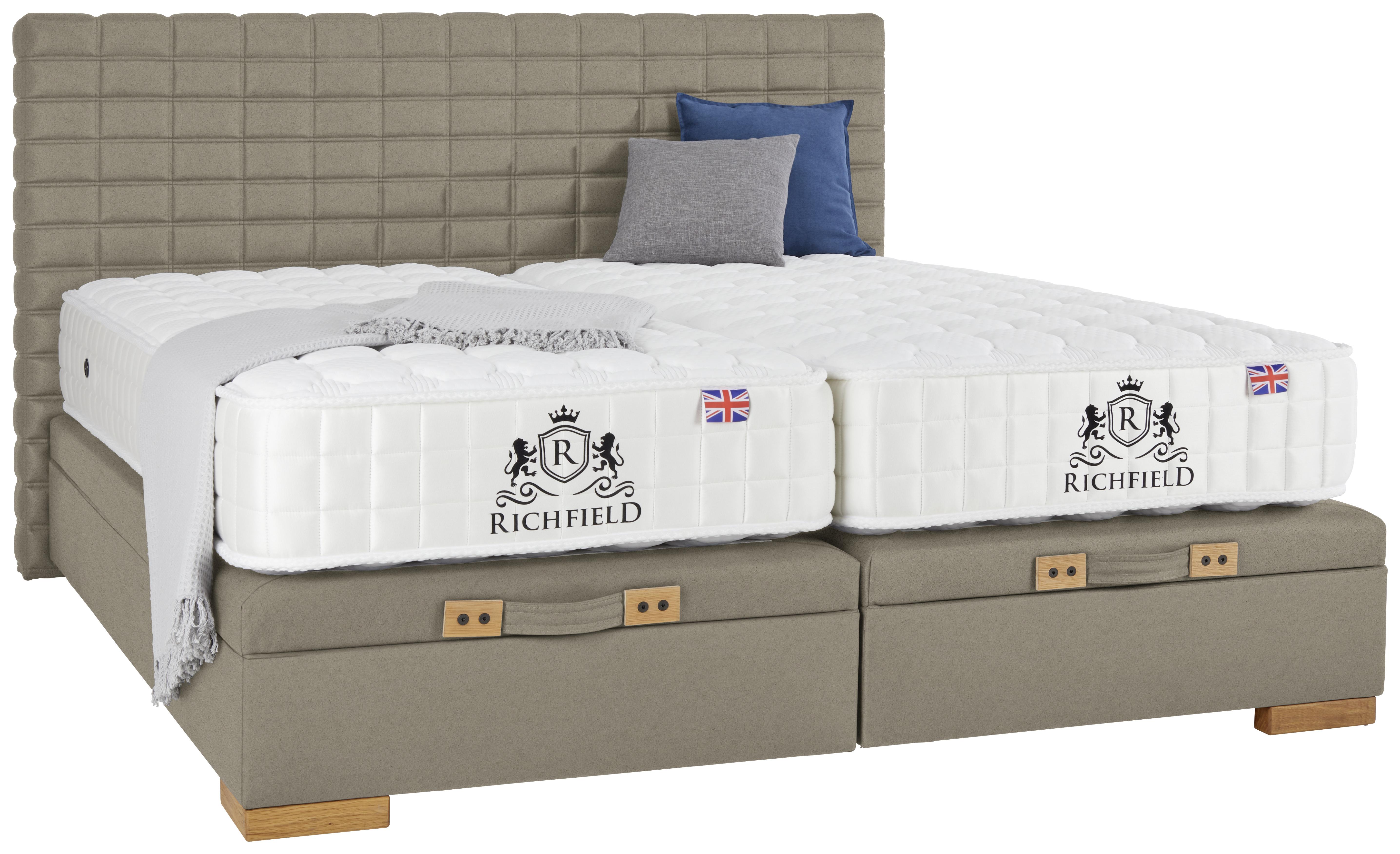 Box Krevet Bez Opruga Chicago - boje hrasta/smeđa, Konventionell, tekstil/drvo (180/200cm) - Premium Living