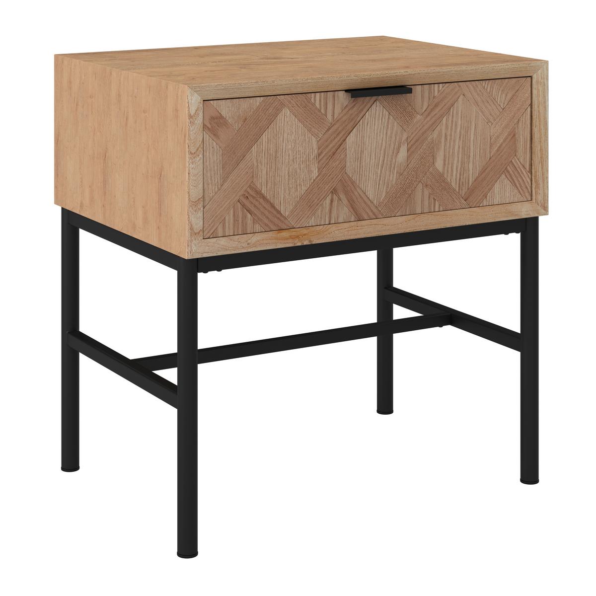 Nočna Omarica Milano, Jesenov Les, Črna - barve jesena/črna, Moderno, kovina/les (47,5/51/36cm) - Bessagi Home