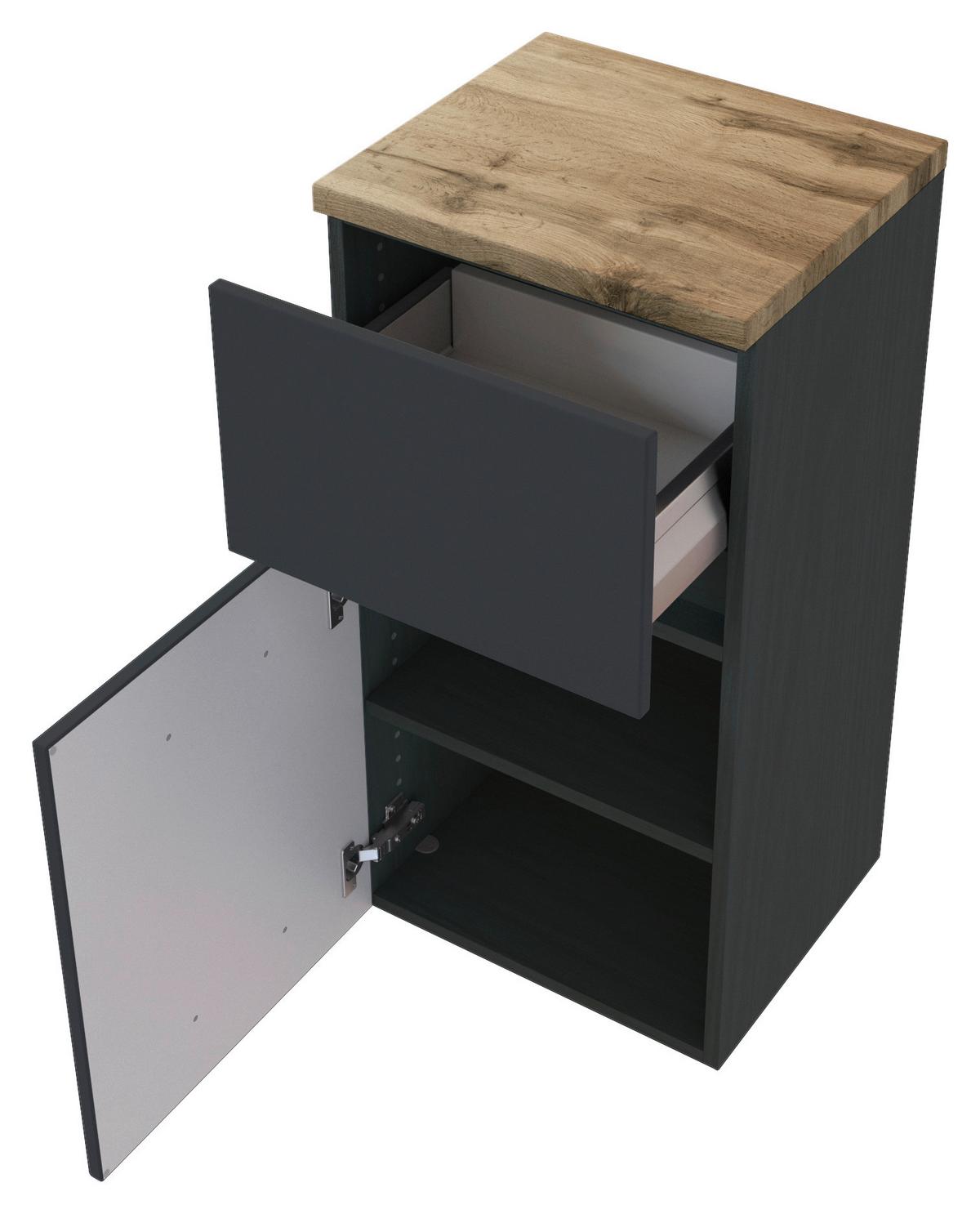 Unterschrank in Grau 'Pienza' - Eichefarben/Silberfarben, Basics, Holzwerkstoff/Kunststoff (40/79/35cm) - Held