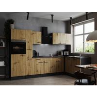 Kotna Kuhinja Z Aparati Oliver, 310x172cm - črna/siva, Design, kovina/leseni material (310/172cm) - Respekta