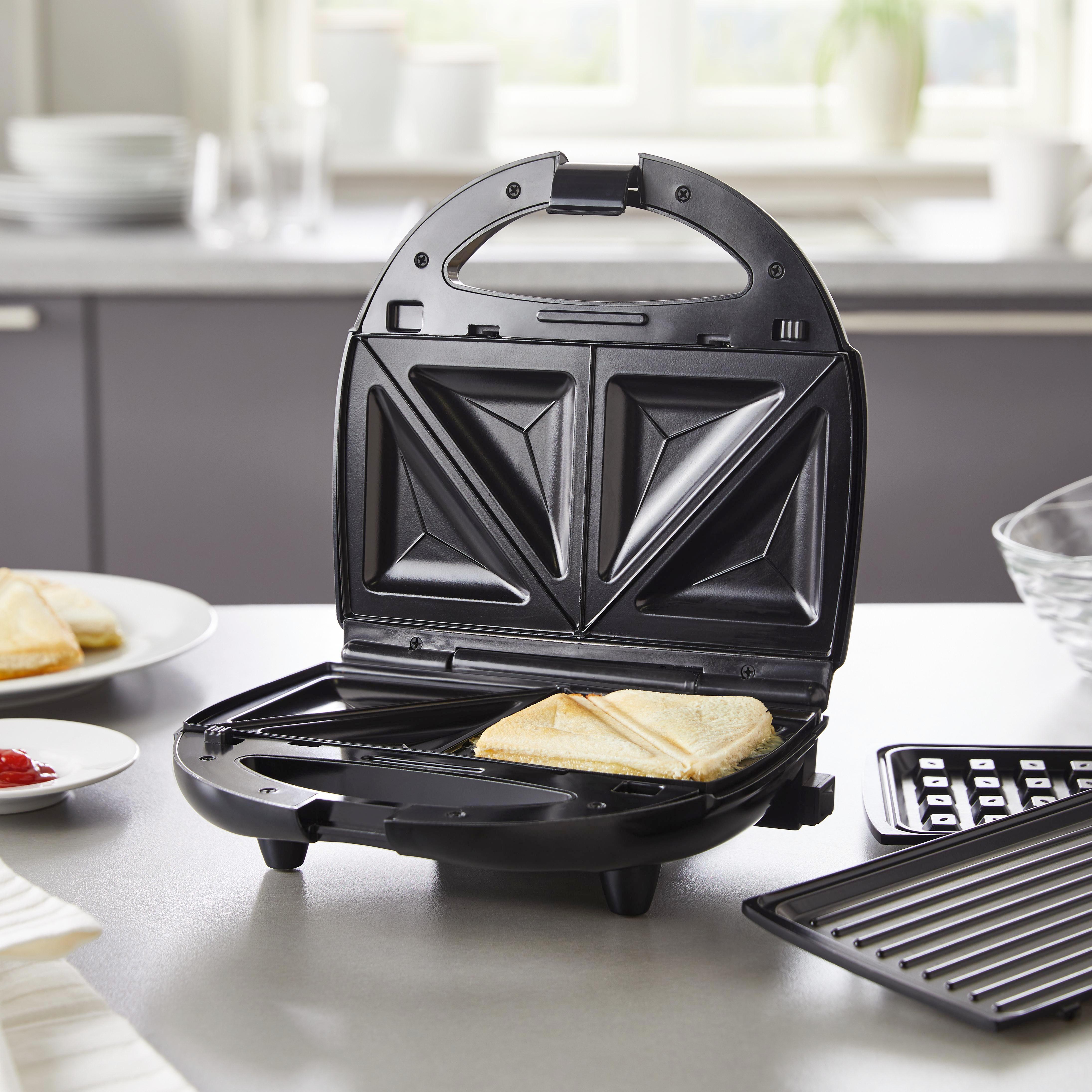 Sandwichtoaster Bomann - Edelstahlfarben/Schwarz, MODERN, Kunststoff/Metall (23/10/22,5cm) - Bomann