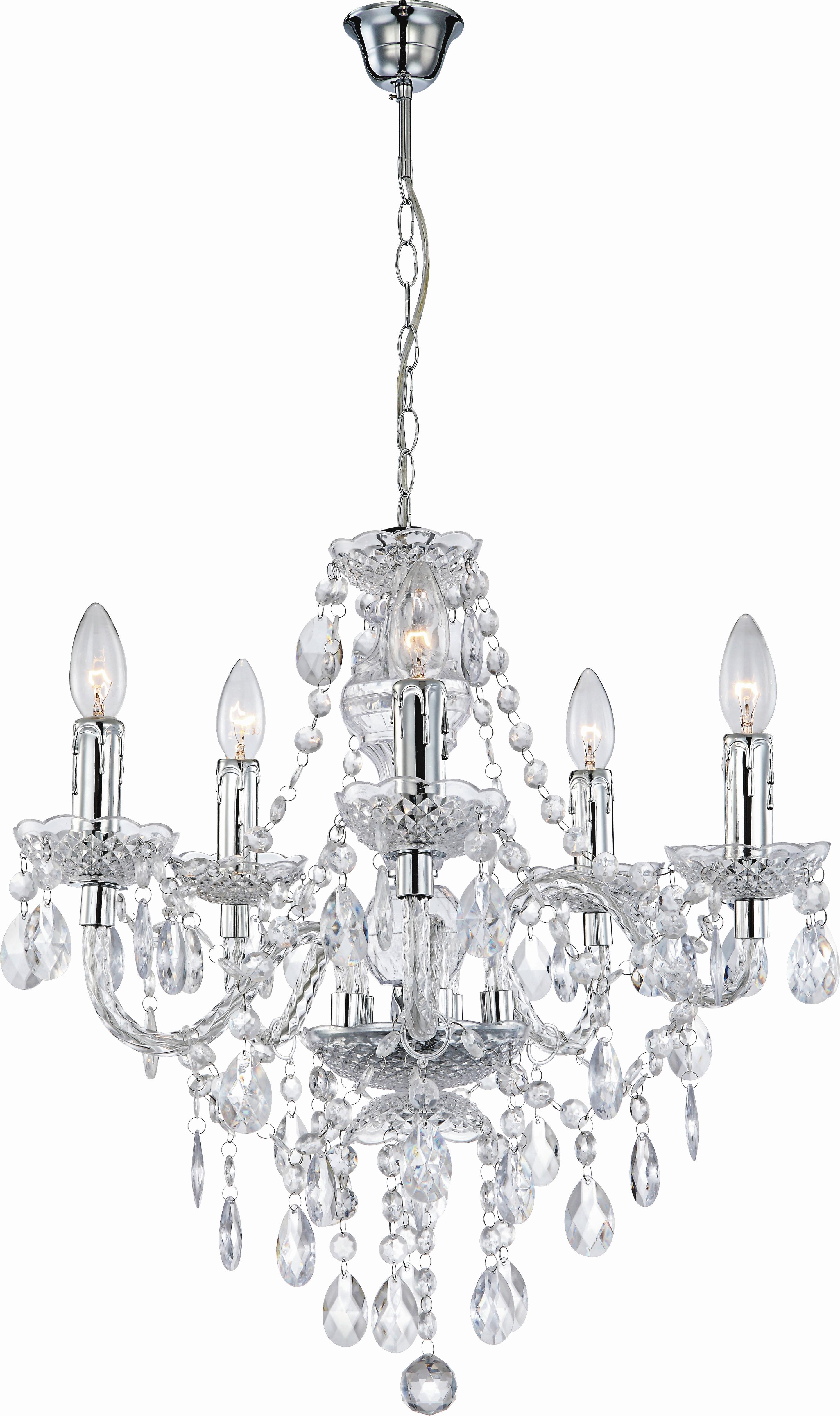 Hängeleuchte Isabella max. 40 Watt - Klar/Chromfarben, ROMANTIK / LANDHAUS, Kunststoff/Metall (51/149cm) - Mömax