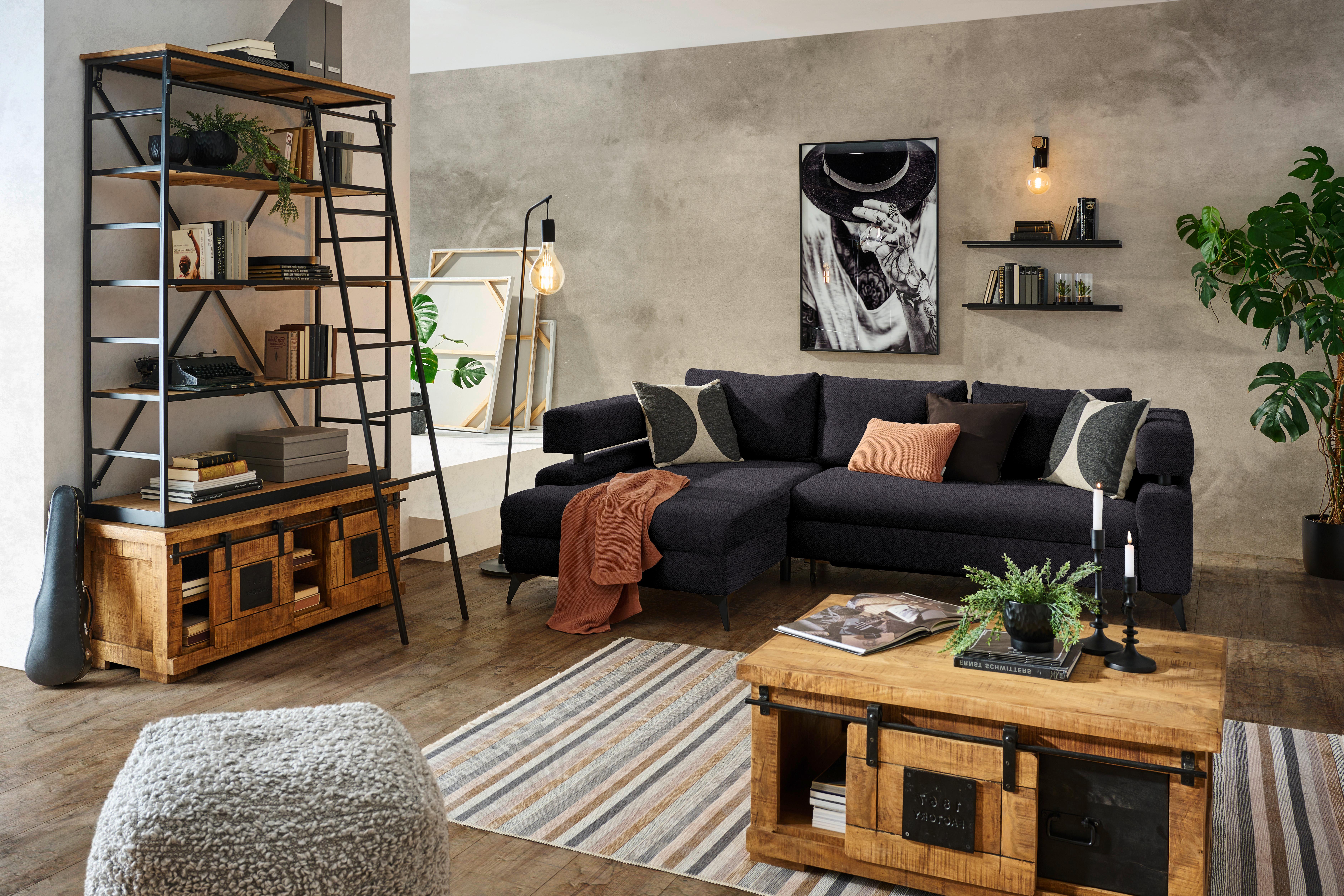 Kutna Garnitura Rosalie - crna, Konvencionalno, tekstil/metal (184/265cm) - Modern Living