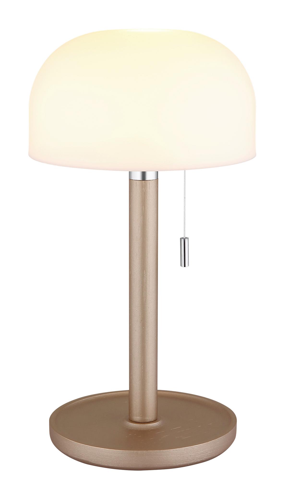 AKKU-TISCHLEUCHTE NORMAN - Weiss/Champagner, Trend, Holz/Kunststoff (15/28cm) - Globo