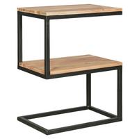 Beistelltisch "Akola" ca. 45x30 cm, aus Akazie - Schwarz/Akaziefarben, Design, Holz/Metall (45/30/60cm) - MID.YOU