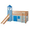 Igralna Postelja Kasper, 90x200, Modra, Tobogan, Stolp - barve bora/svetlo modra, Natur, les (90/200cm) - MID.YOU