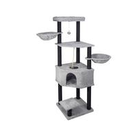 Kratzbaum Tiger Grau - Grau, KONVENTIONELL, Karton/Holzwerkstoff (50/50/160cm) - Mömax