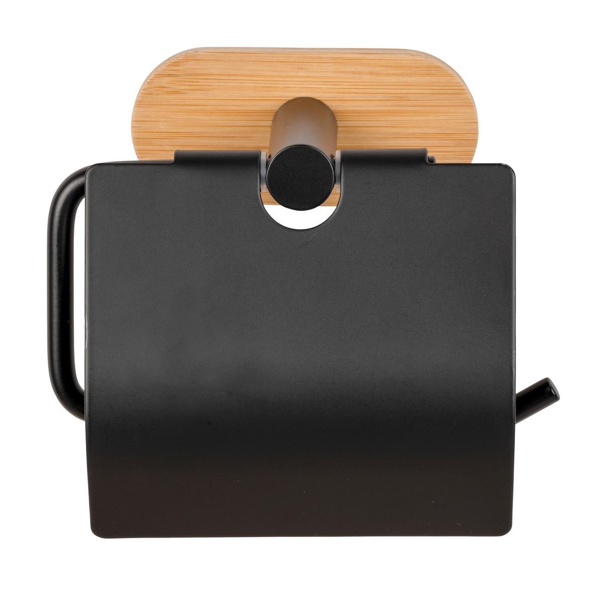 Toilettenpapierhalter in Schwarz - Schwarz/Naturfarben, Modern, Holz/Metall (13,5/12/7cm) - Mömax